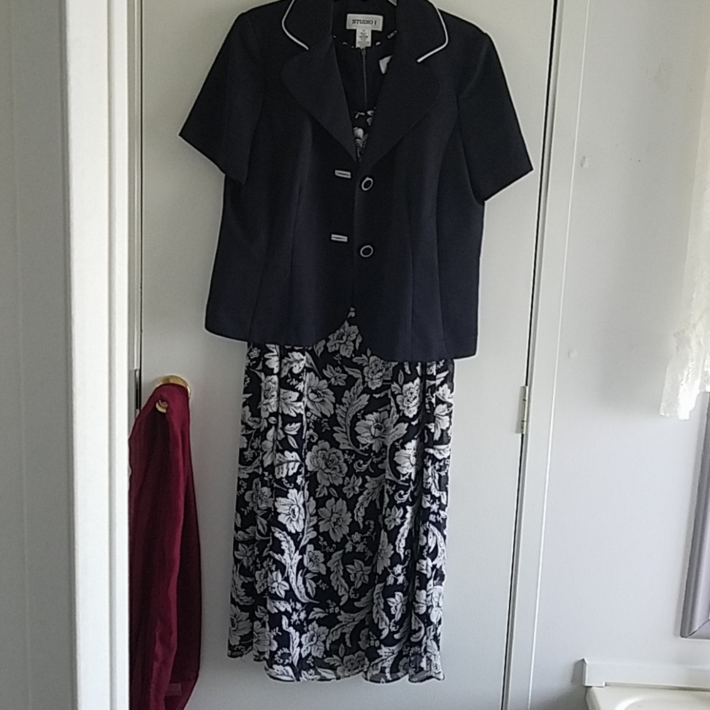 Navy and White Suit Dress